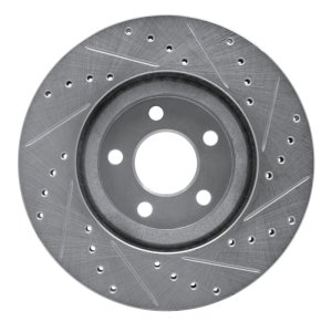 Chrysler PT Cruiser Brake Rotor (1) - Front Left - R1 Concepts - Drilled & Slotted - Silver - `01-`10